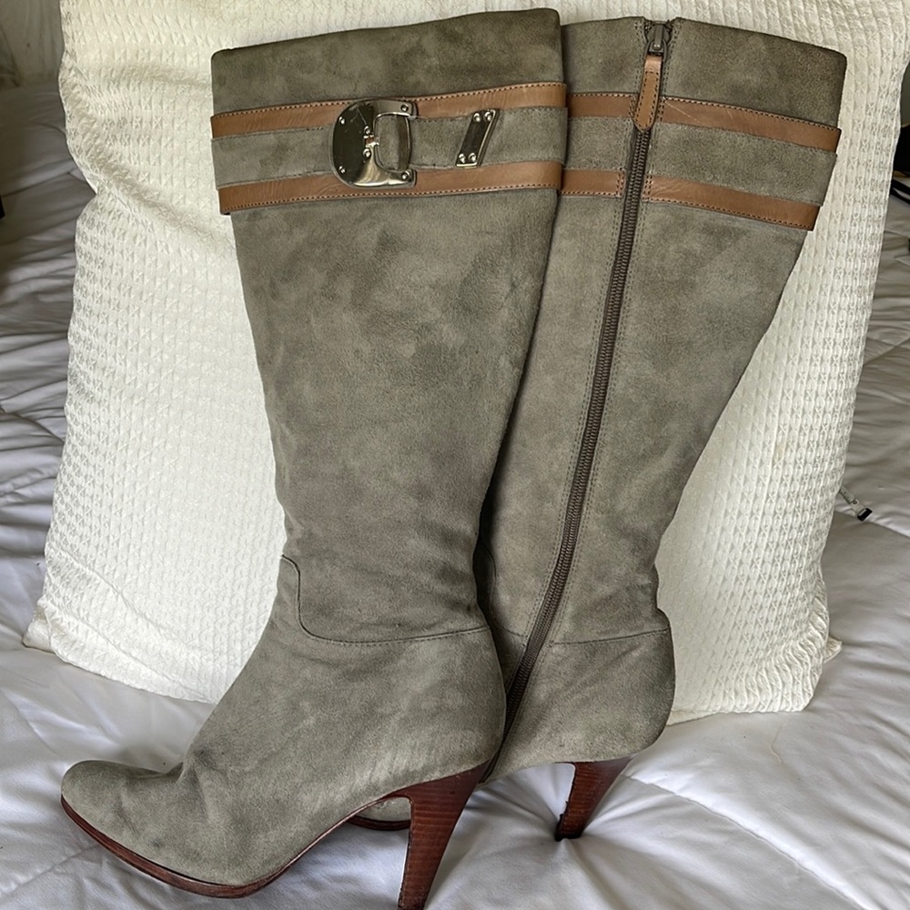 COLE HAAN Nicole Air Tall Boot, Gray/Grey, Size 9.5. Comes with blusher